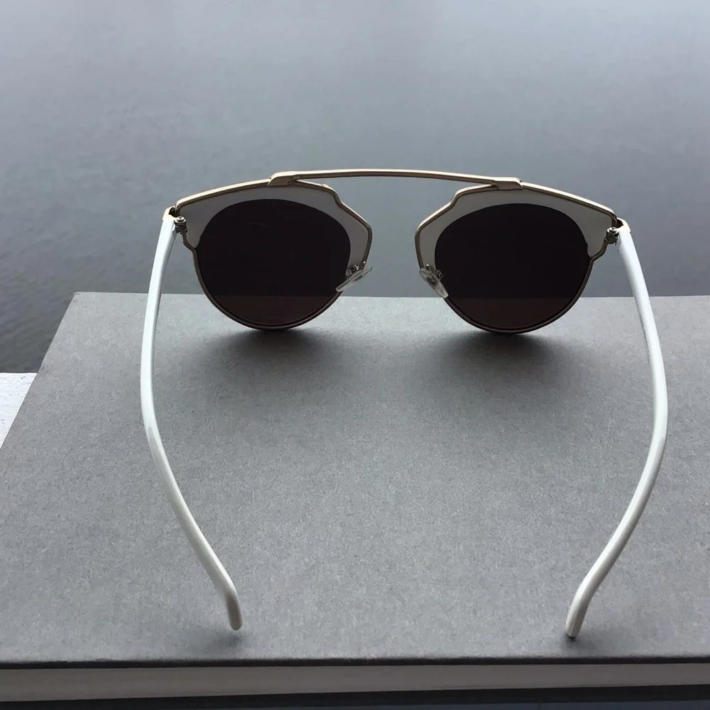 Steampunk Funky Sunglasses Blue Mirrored Lenses with White Frame Unisex - Picture 6 of 8